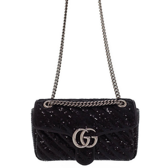 Gucci GG Marmont Small Chain Shoulder Bag Black - Picture 1 of 8
